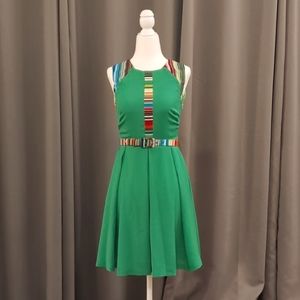Eva Franco green pleated dress size 0